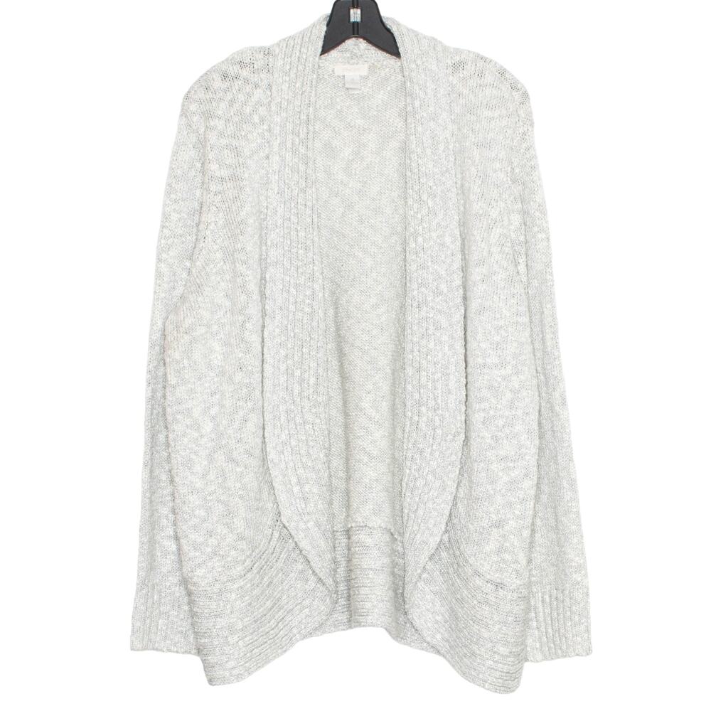 Chicos Cardigan Sweater Minimalist Nordic Cottage Scandi Metallic Gray 4 XXL 20